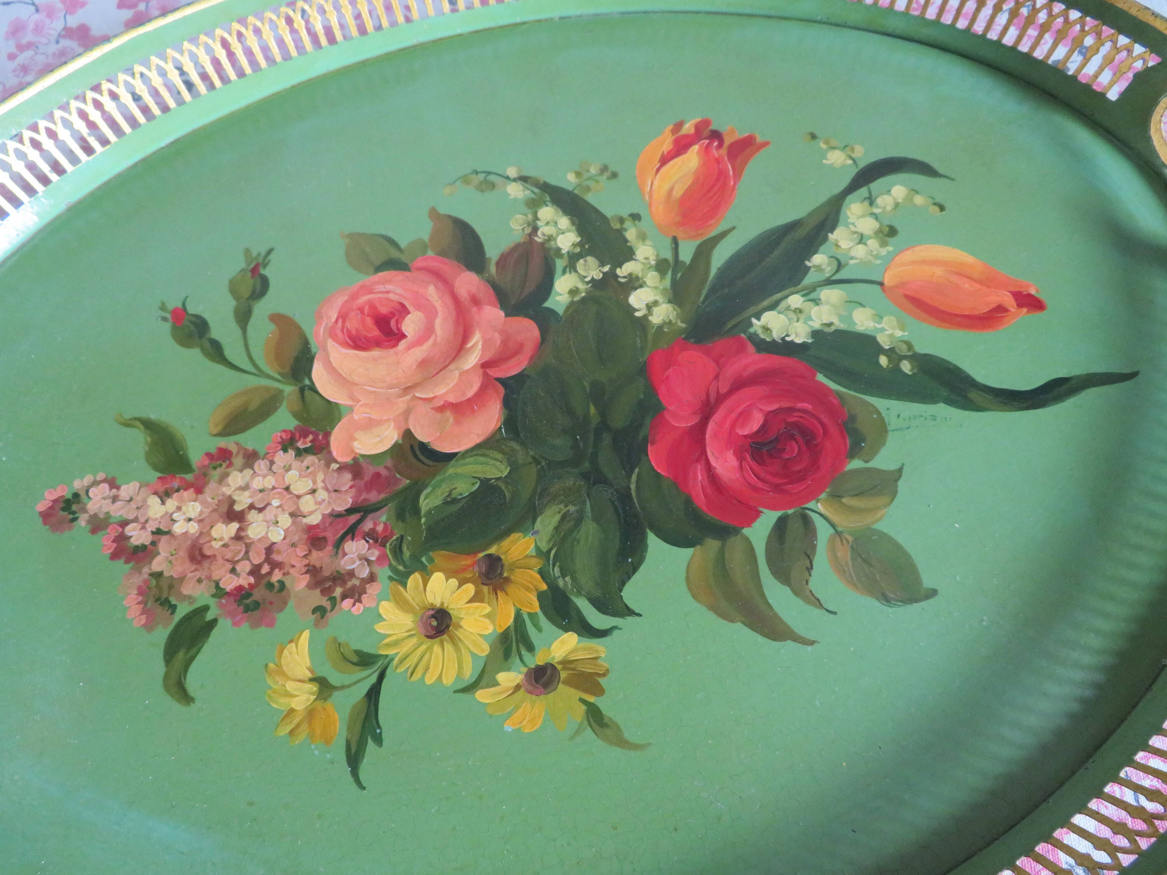 Napoleon III painted metal tray