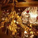 Vintage gilded cascading crystal chandelier