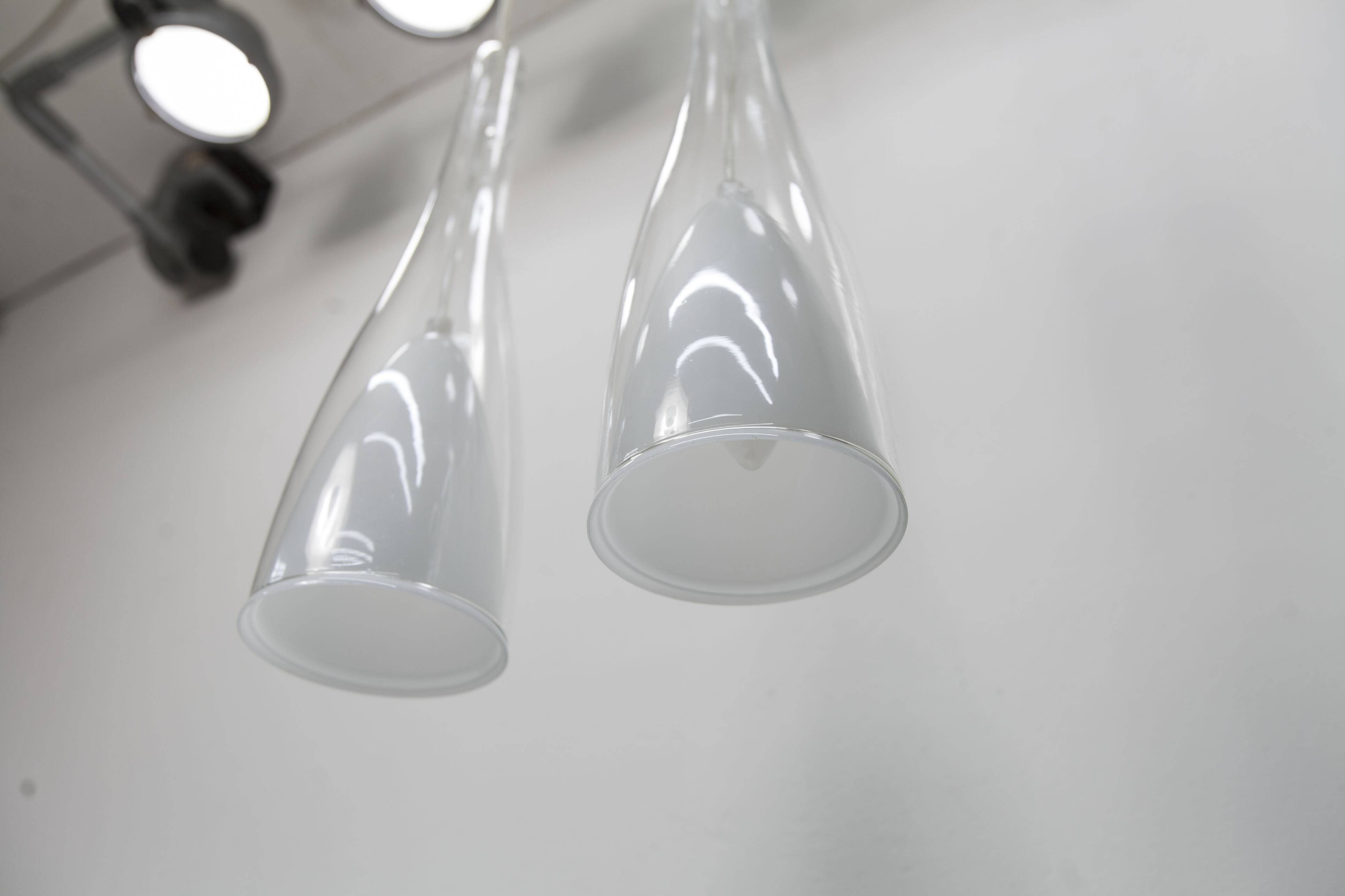 Pair of IKEA klockspel pendant lamps from 1980, cleaned and working