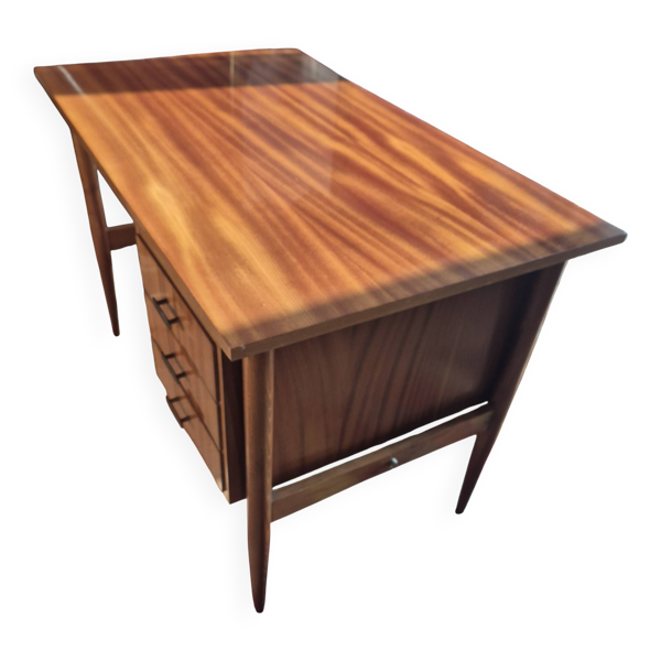 Bureau scandinave vintage années 60 – Plaqué acajou