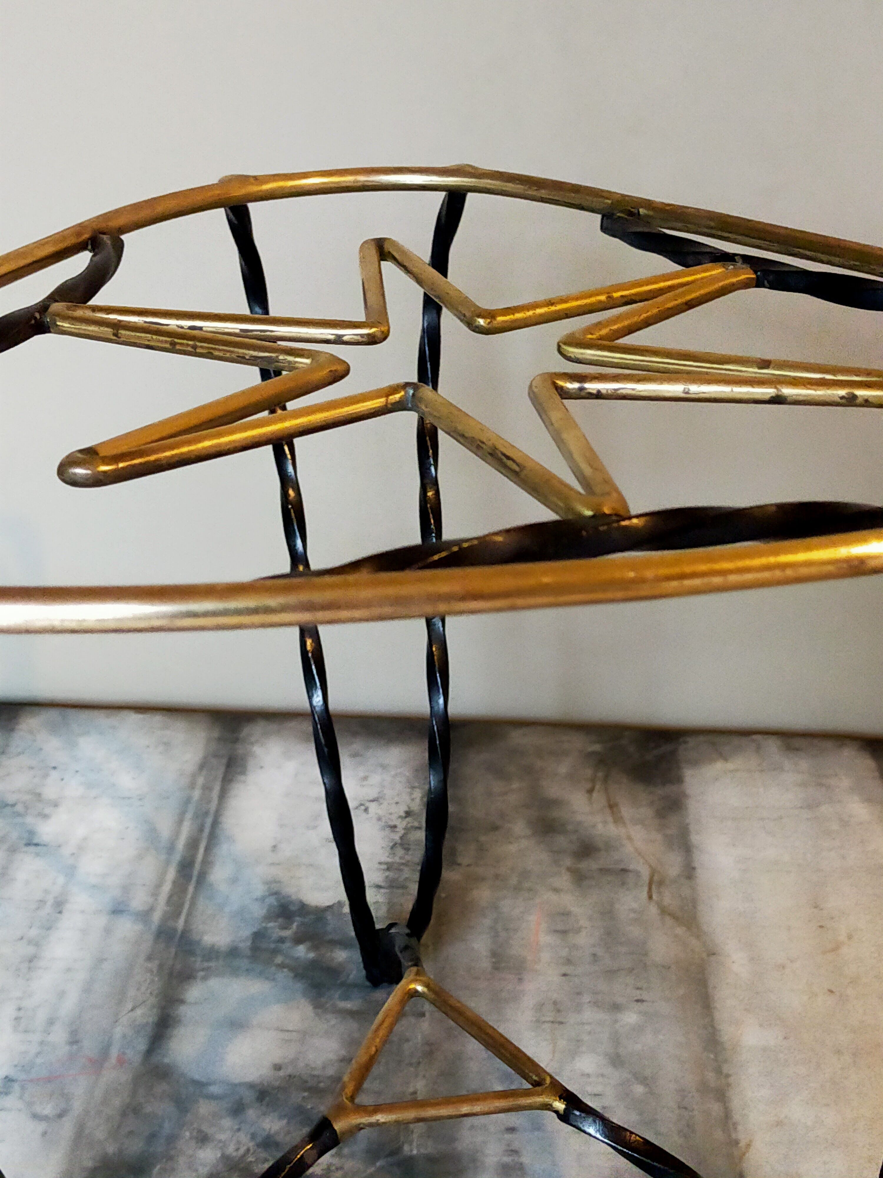Vintage wrought iron tripod coffee table
