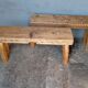 Paire 2 bancs / tabourets bois massif patiné