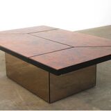 Paul michel burl wood multi functional coffee table and dry bar