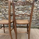 Old chairs in wood and canework