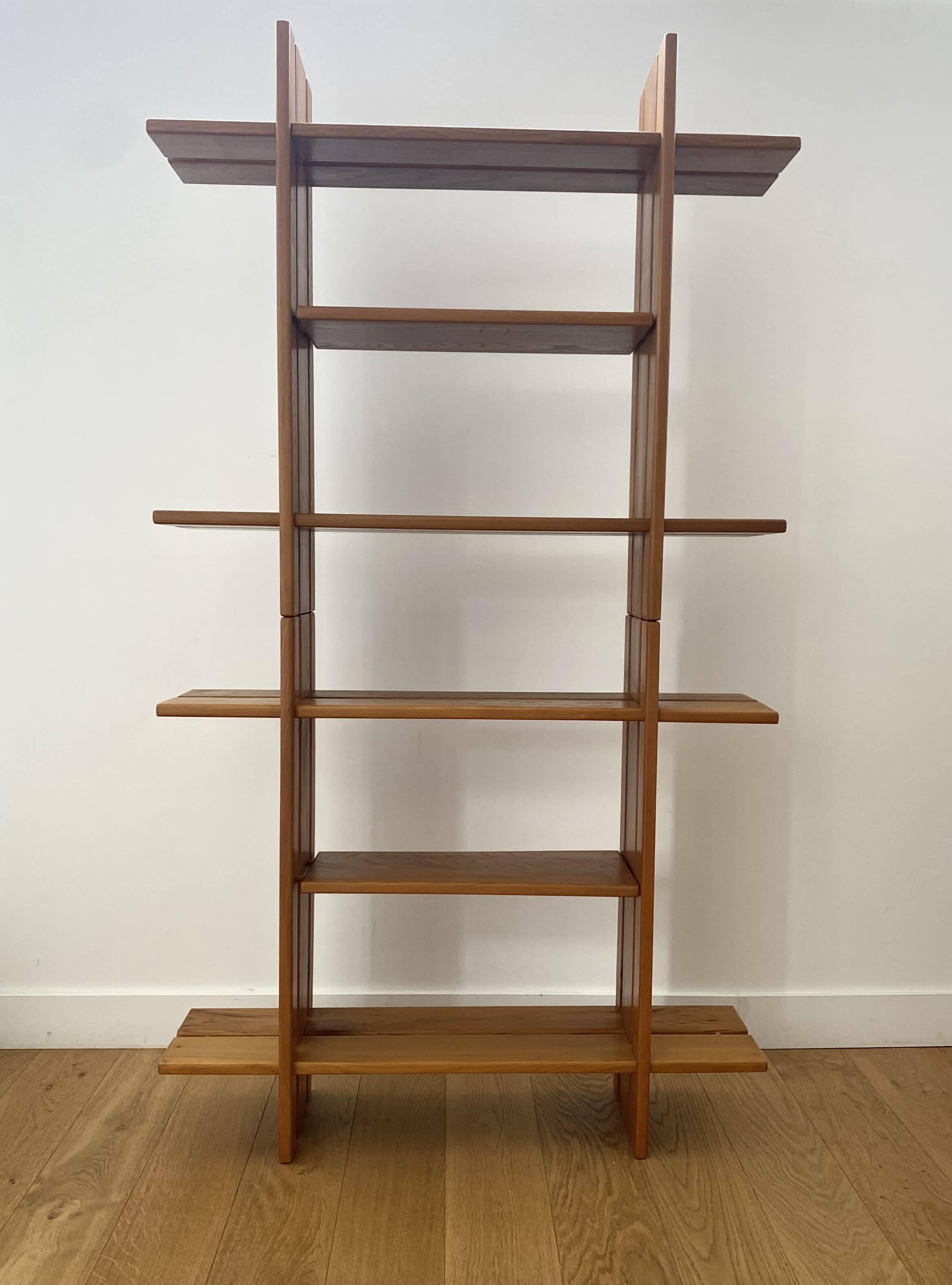 Pair of shelves/bookcases in elm by Roland Haeusler for Maison Regain.