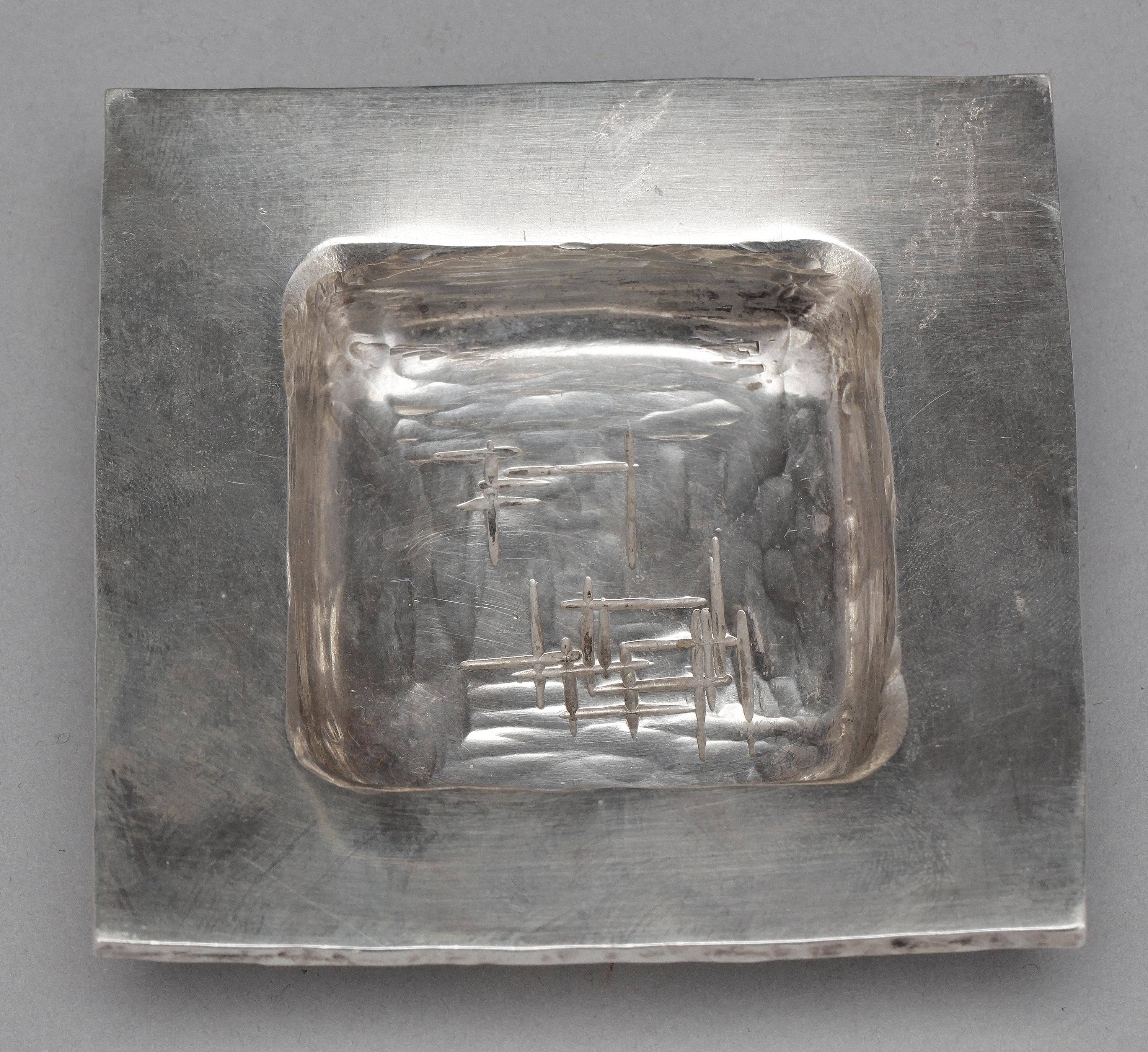 Rey Urban sterling silver ashtray, Sweden, 1970, signed and stamped.