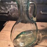 Bluish green glass decanter