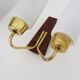 Pair of Scandinavian wall sconces in teak, brass and opaline glass globe