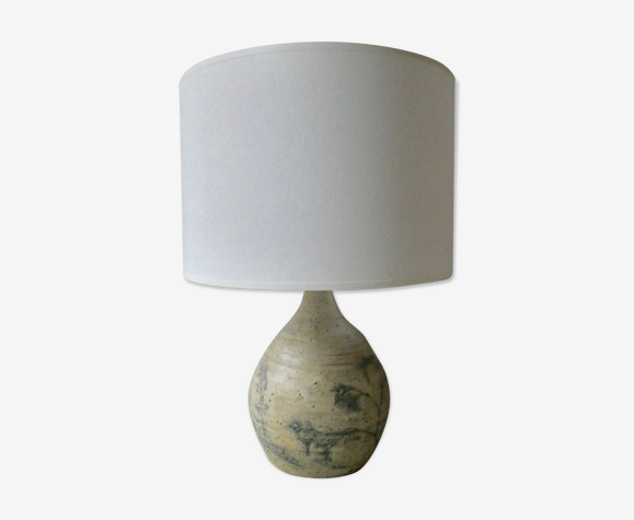 Lampe en grès, décor végétal, années 60