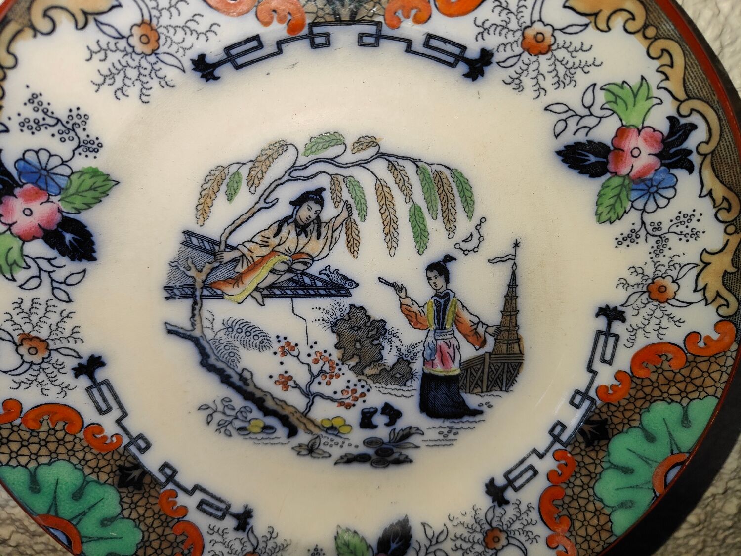 Antique ceramic plate Timor B.F Kéramis Royal Boch with Asian decoration