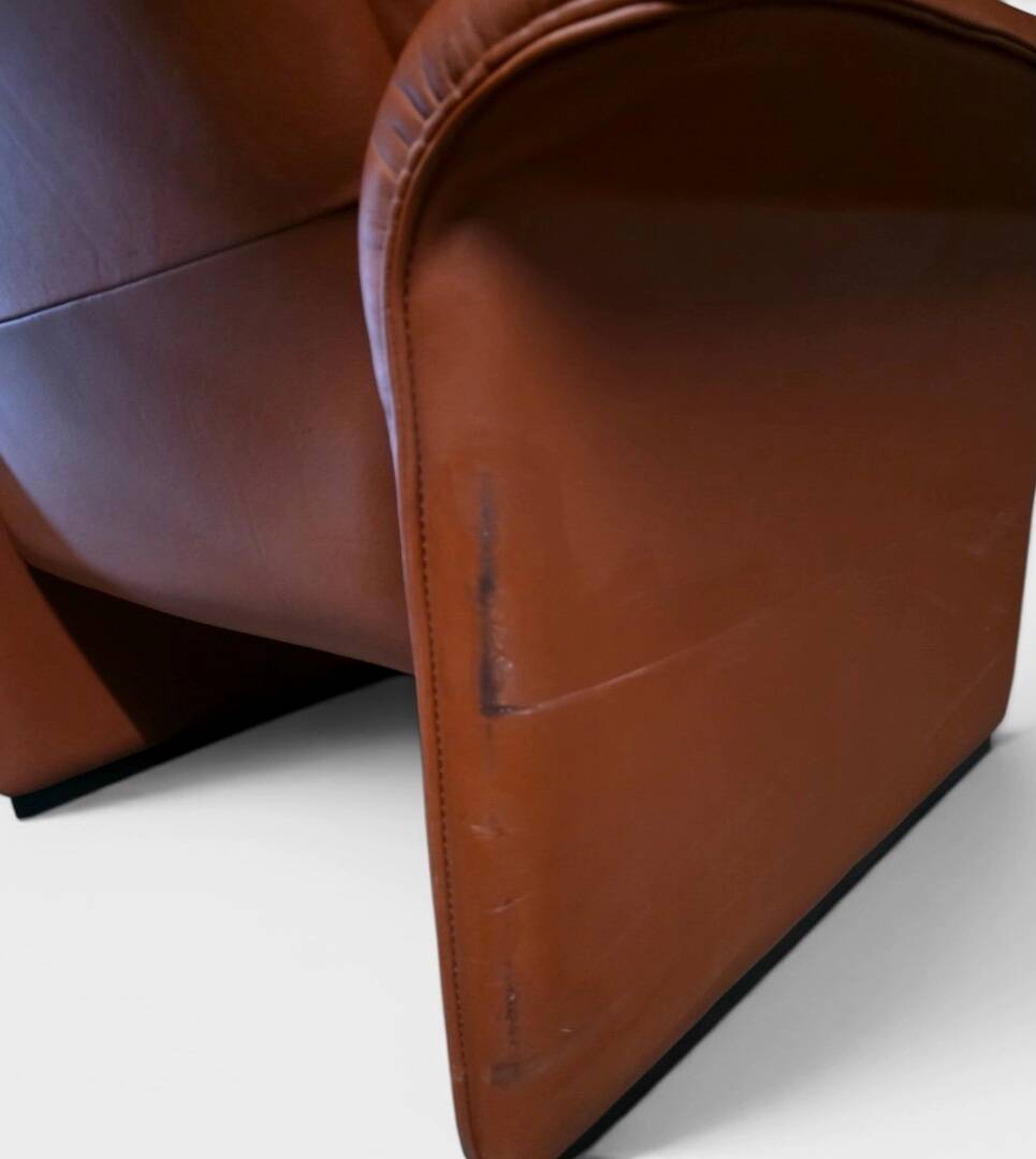 Pair of reclining lounge chairs DS 50 De Sede – Cognac Leather