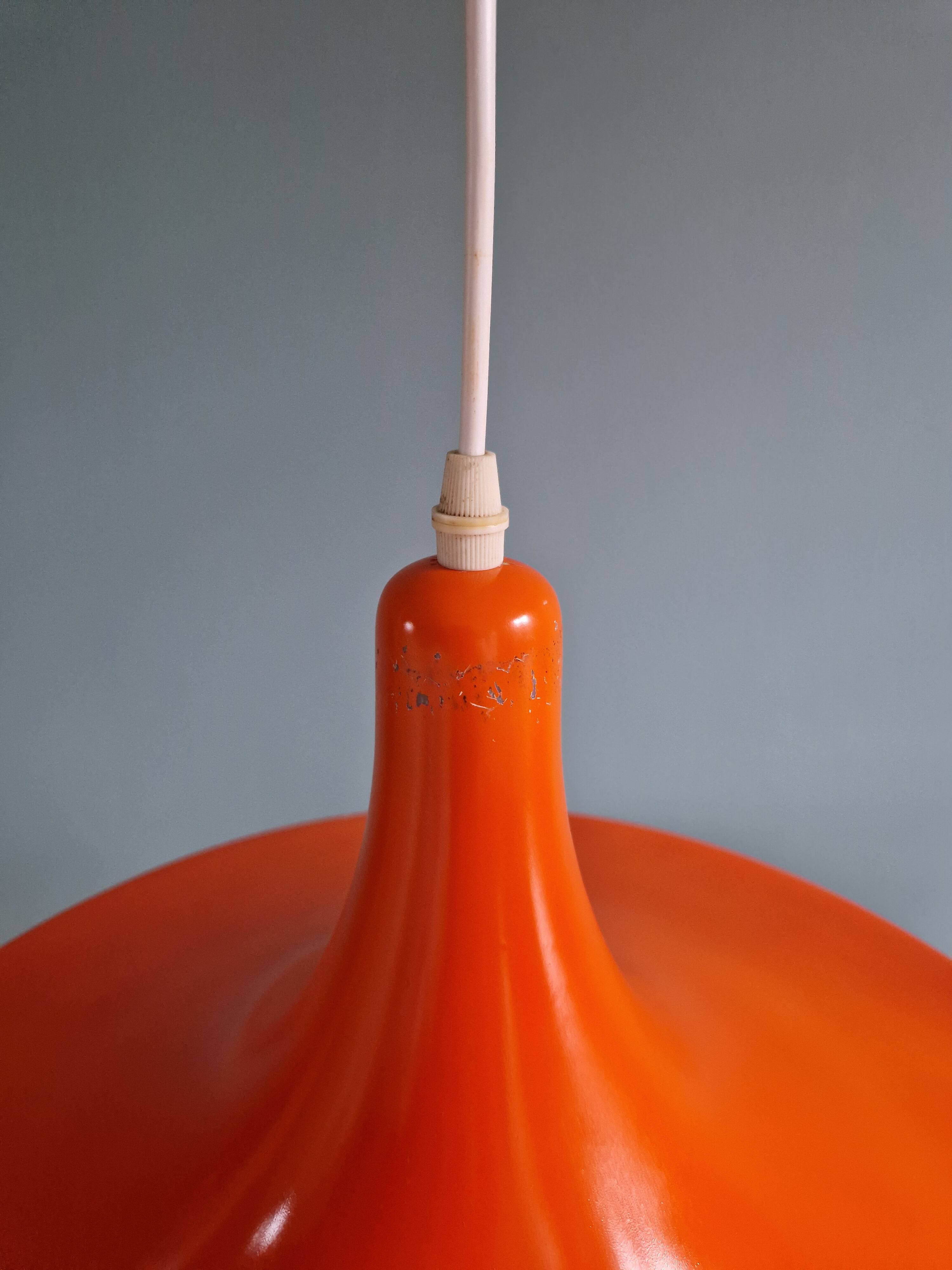 Large vintage orange plastic pendant light