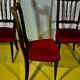4 CHAIRS Napoleon III, black lacquered, seats Red Velvet