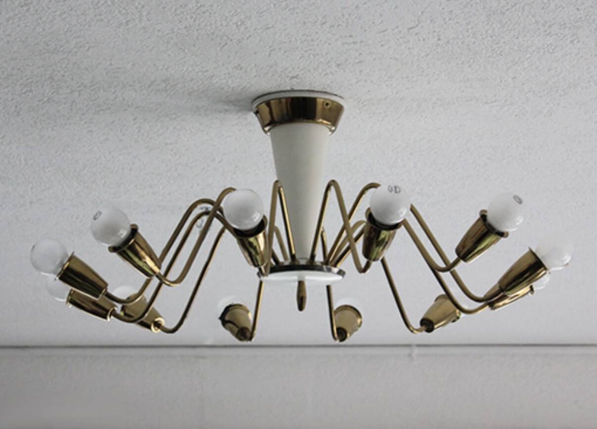 Antique 12-light Sputnik spider pendant lamp from the 60s