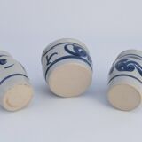 Stoneware Jars with Cobalt Blue Floral Motif from Westerwald, Germany, Set of 3