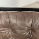 Living room sofa and brutalist armchairs in leather and wood, 70s, chalet style