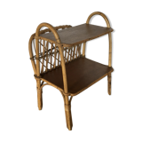 Side table with rattan magazines rack