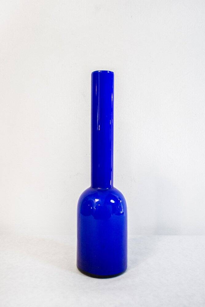 Vintage blue Murano glass vase by Vistosi, Italy, 1950s