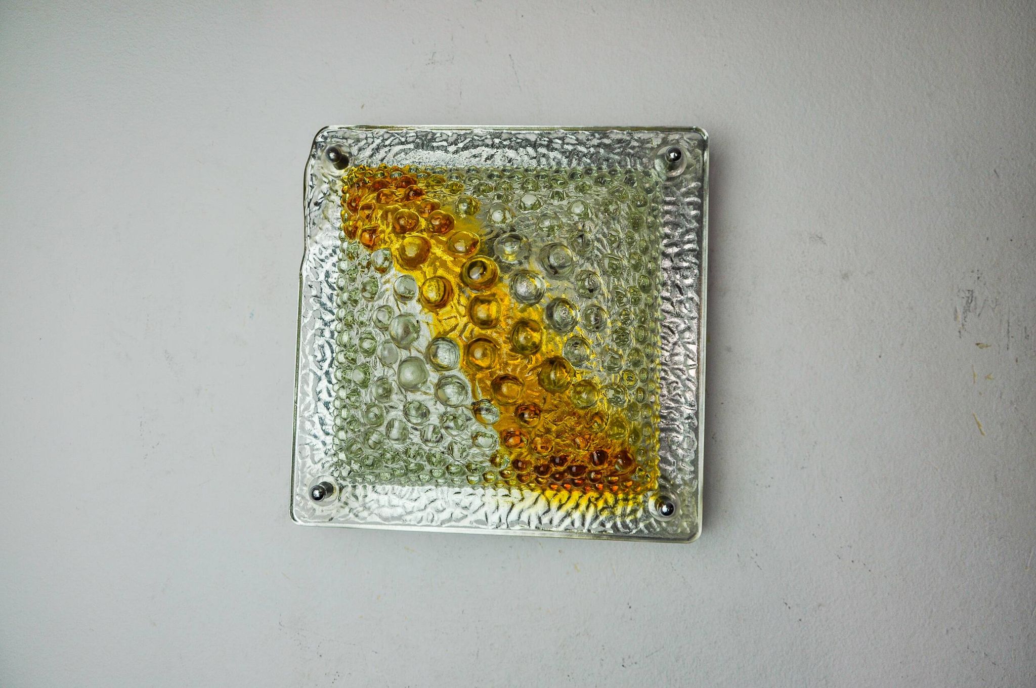 Murano Mazzega orange wall light, ice cube effect, Italy, 1970