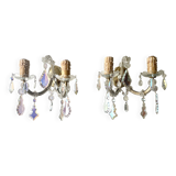 Pair of Marie Thérèse double wall lights in Bohemian crystal
