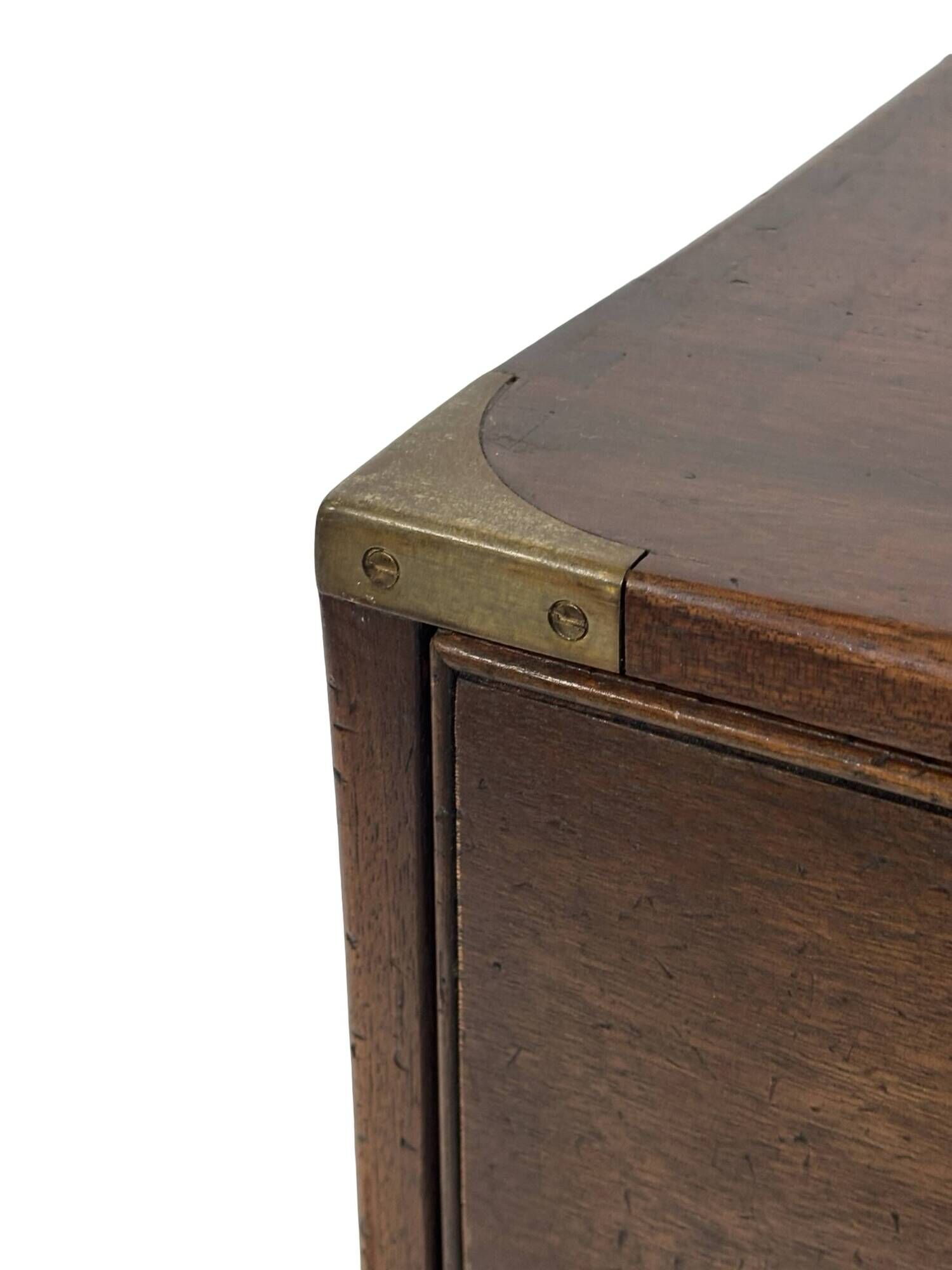 Vintage set of wooden bedside tables in military campaign style design
