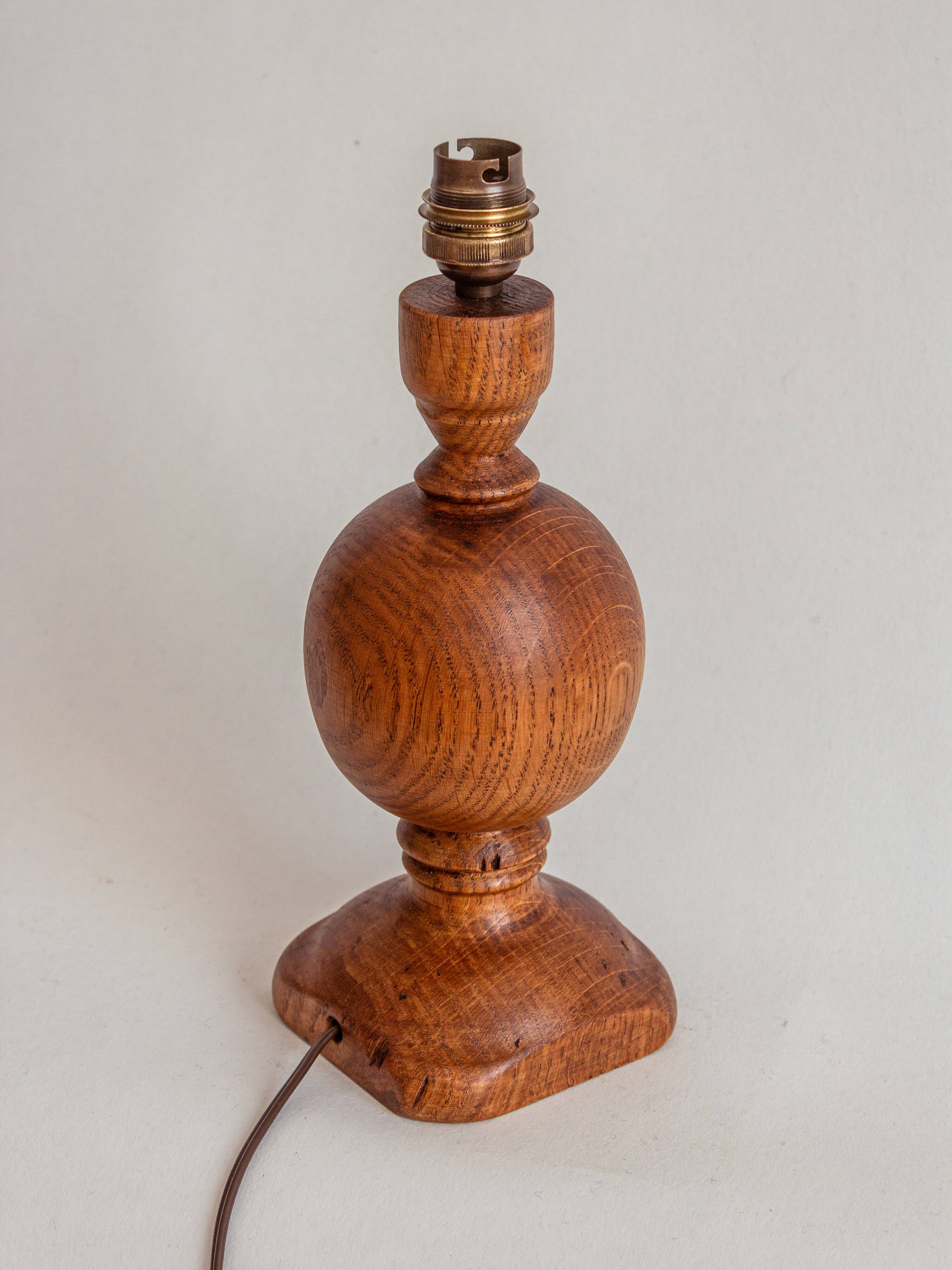 2 turned wooden lamp bases, 1940s-1960s