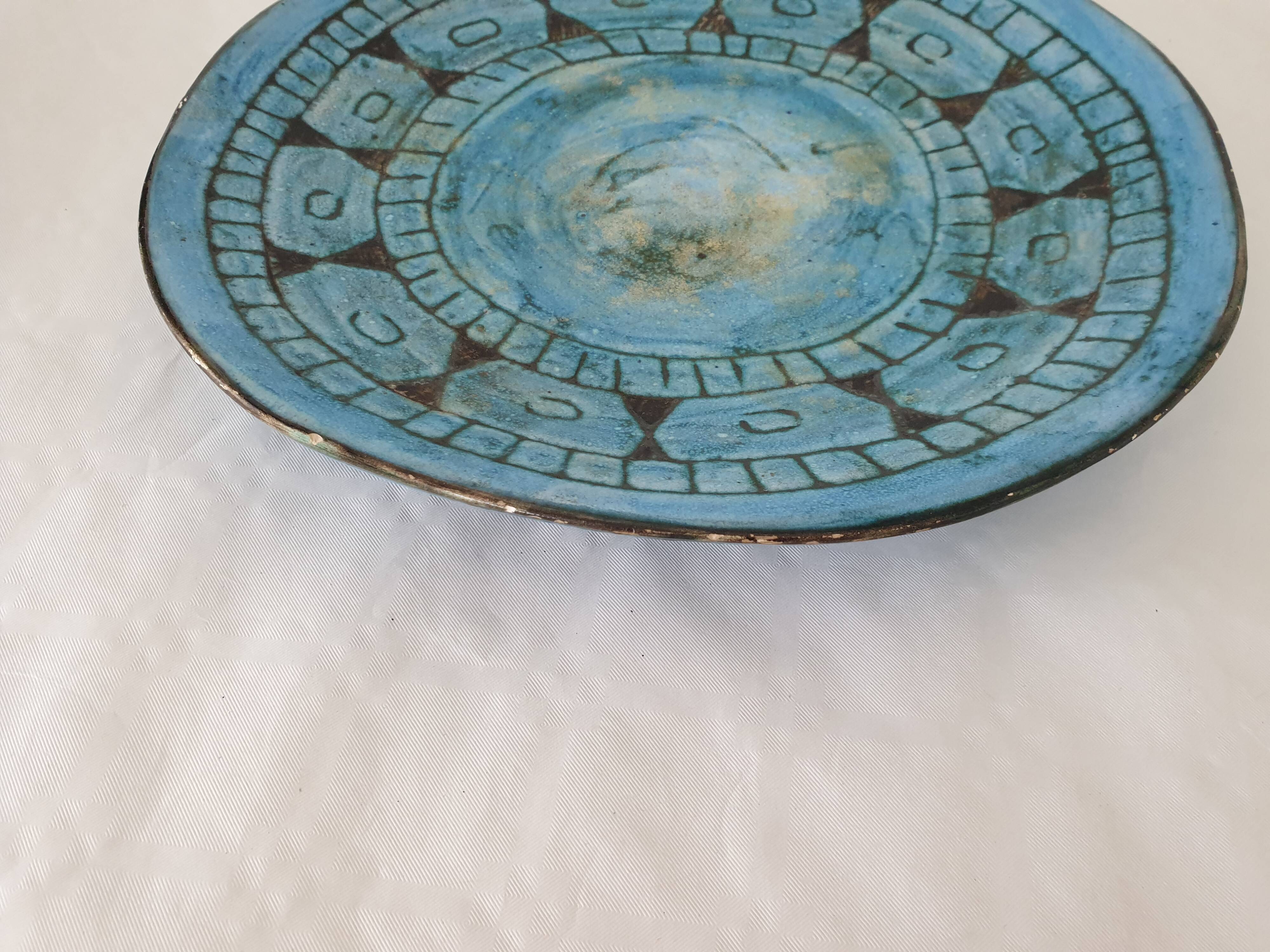 Vintage ceramic plate 60's 70's - Signed A. Maunier (Vallauris) 29cm