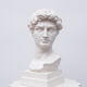 Head David in white plaster Roman Greek sculpture