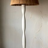 Art deco floor lamp 1950 wood and rope