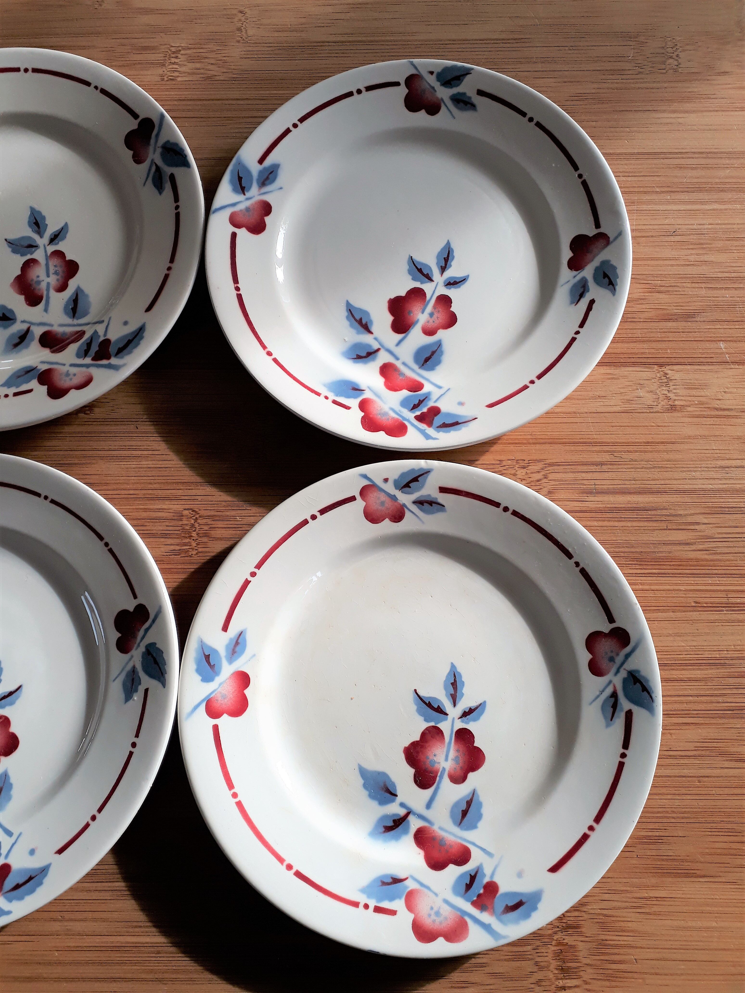 Lot de 6 assiettes à dessert anciennes Céranord-St Amand modèle IENA