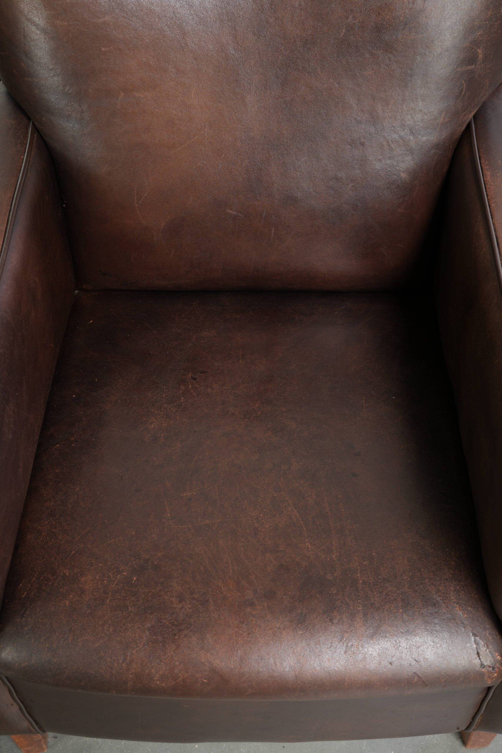Sturdy set of vintage sheepskin armchairs with a nice English design