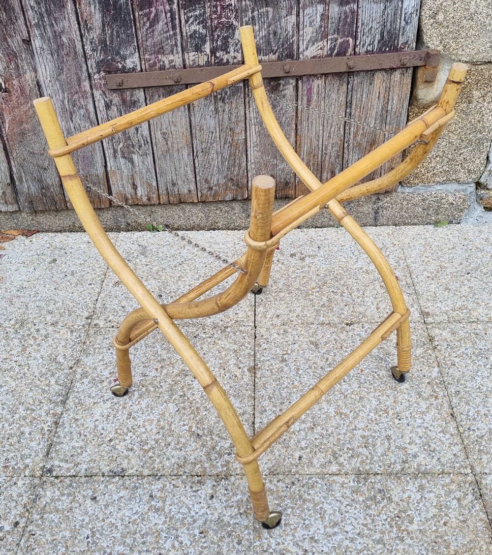Rattan and bamboo cradle, vintage, 60s