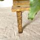 Low stool, wooden and metal plant holder