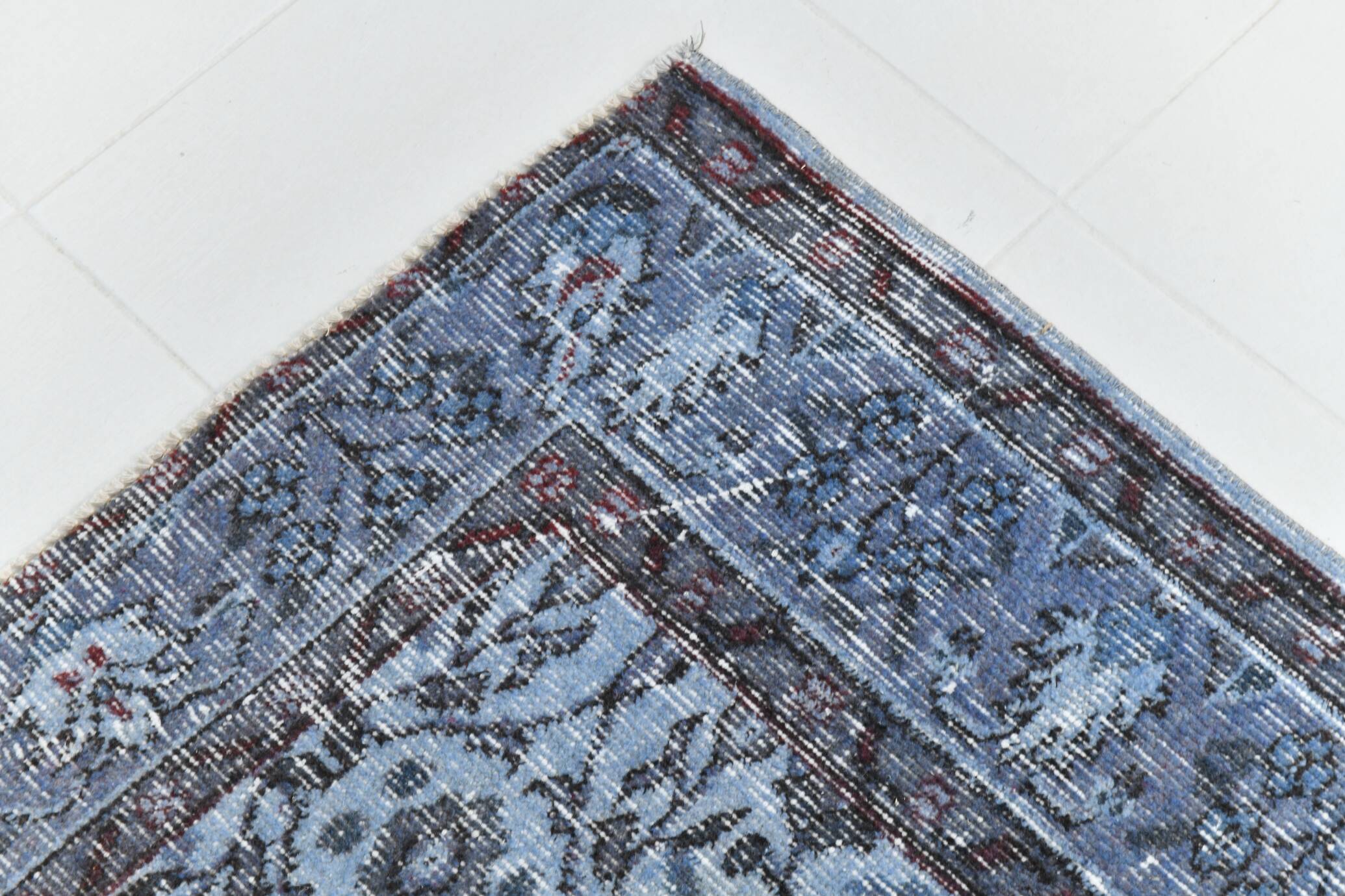 Turkish Rug All-Over Floral Pattern Light Blue Vintage Rug, 157x255Cm
