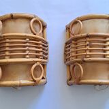 Pair of vintage bamboo sconces