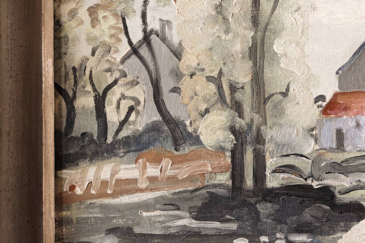 Oil on isorel, 1939, village, signed Alex Gonesco