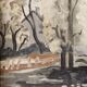 Oil on isorel, 1939, village, signed Alex Gonesco