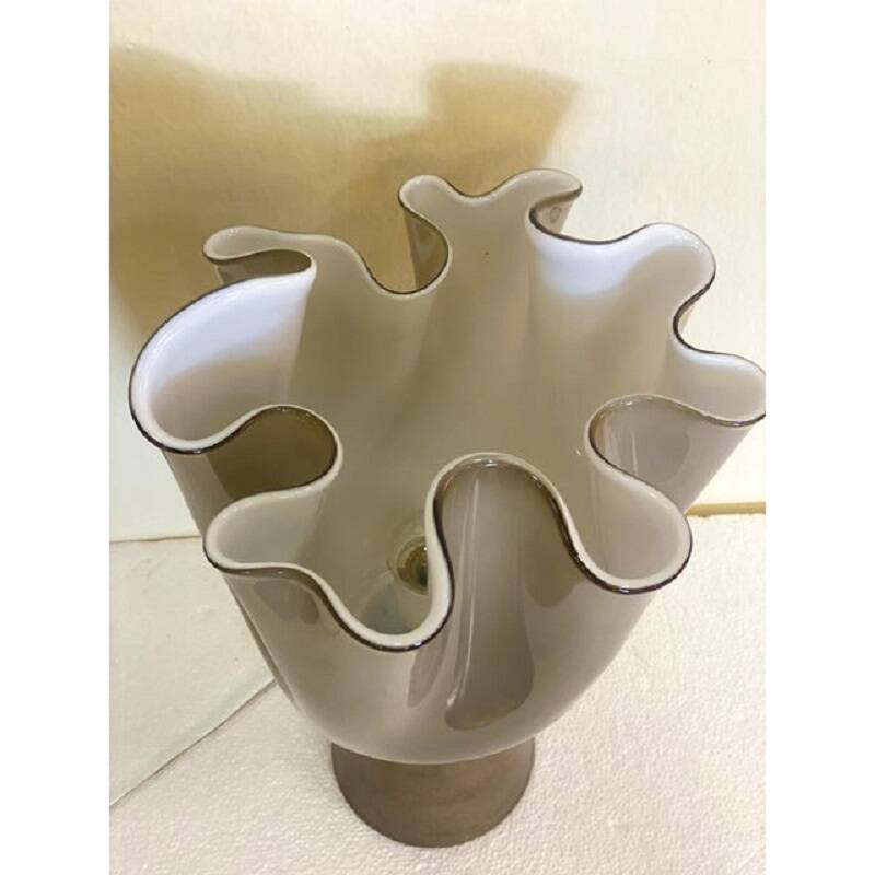 Contemporary Milky-Beige Murano Style Glass Table Lamp