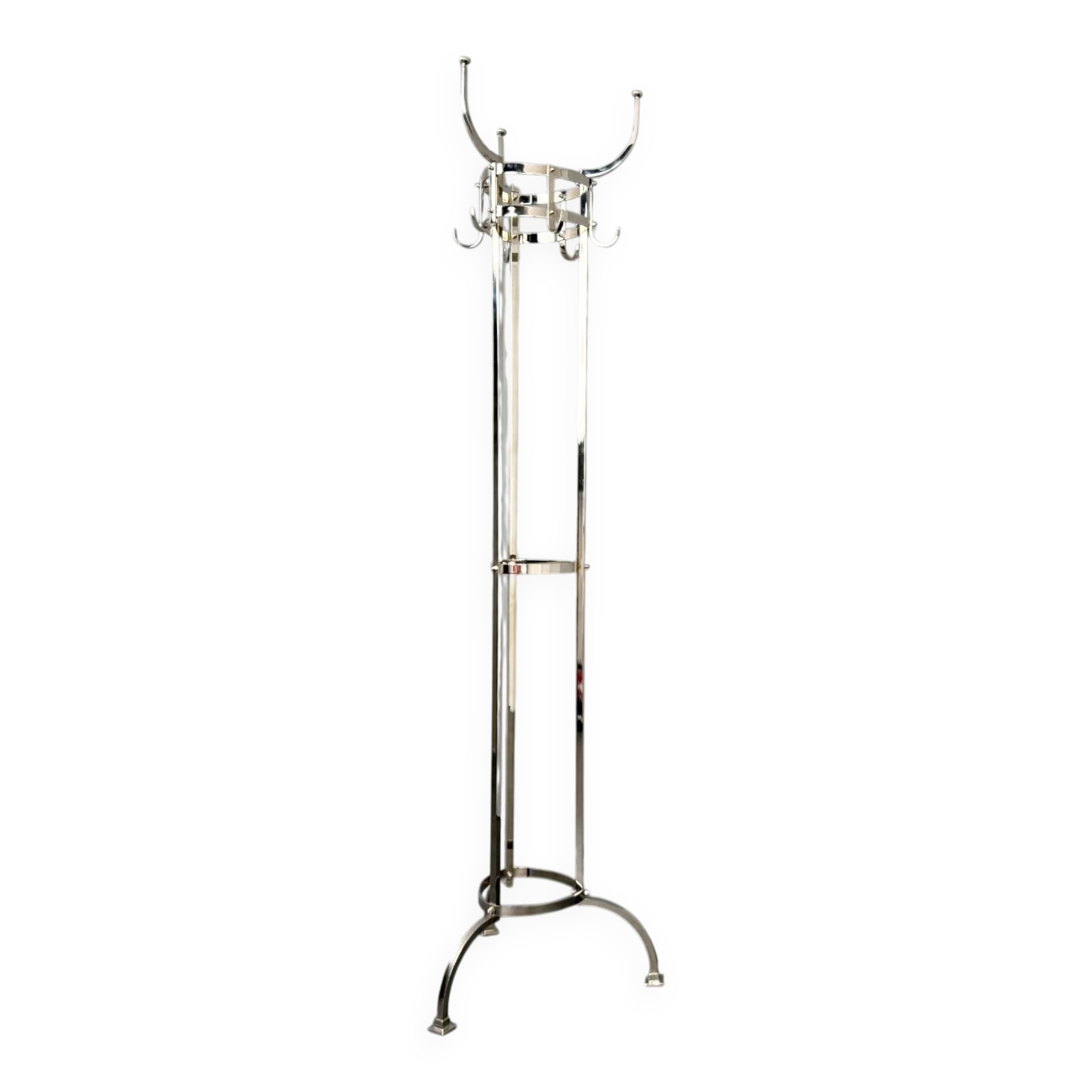Nymphenburg coat stand in nickel-plated brass by Otto Blümel for ClassiCon, Germany, 1990s