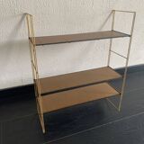 Vintage 1960 String wall shelf in gold wood - 60 x 50 cm