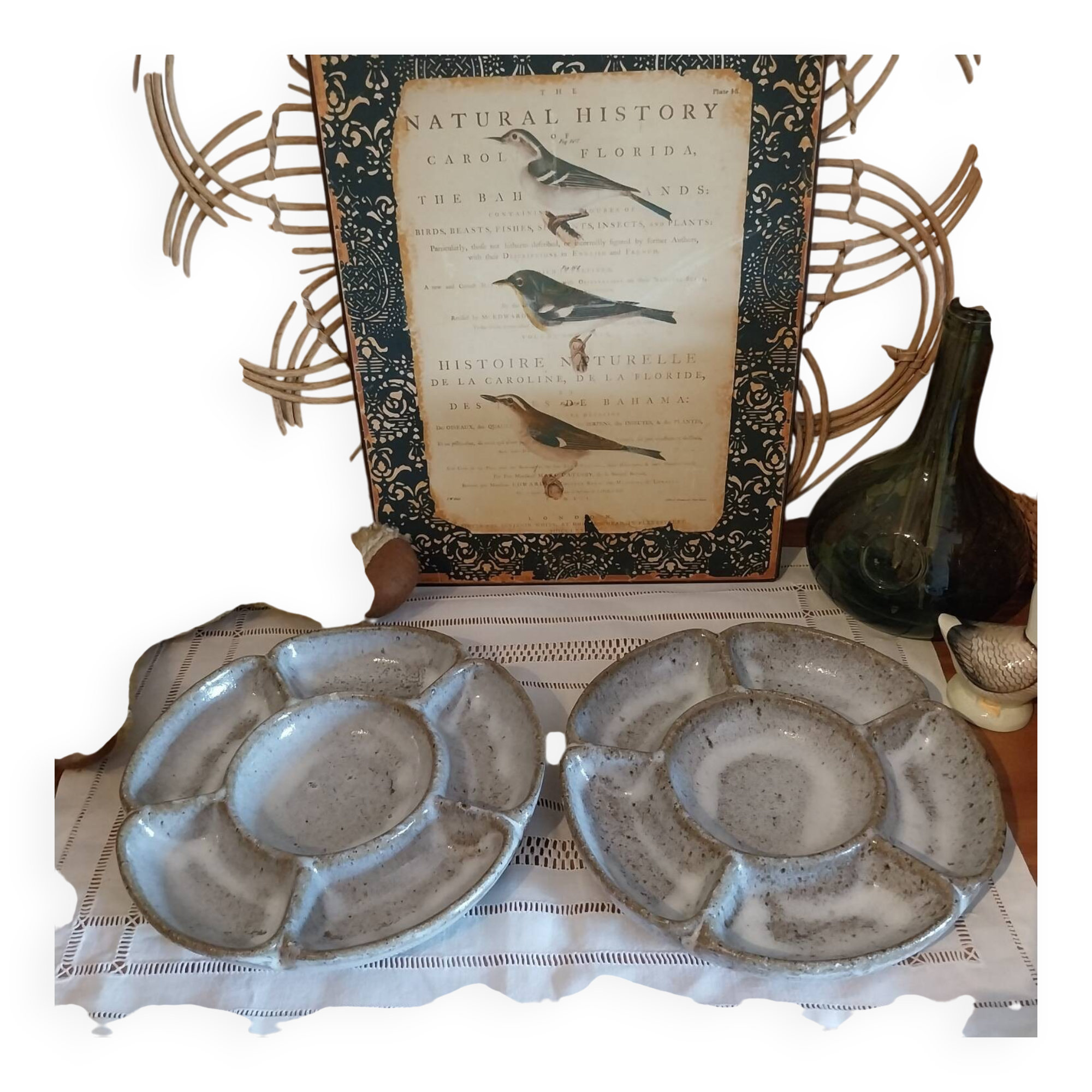 Vintage glazed stoneware appetizer dishes