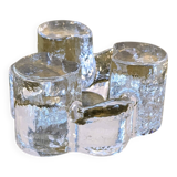 Brutalist cut glass candle holder