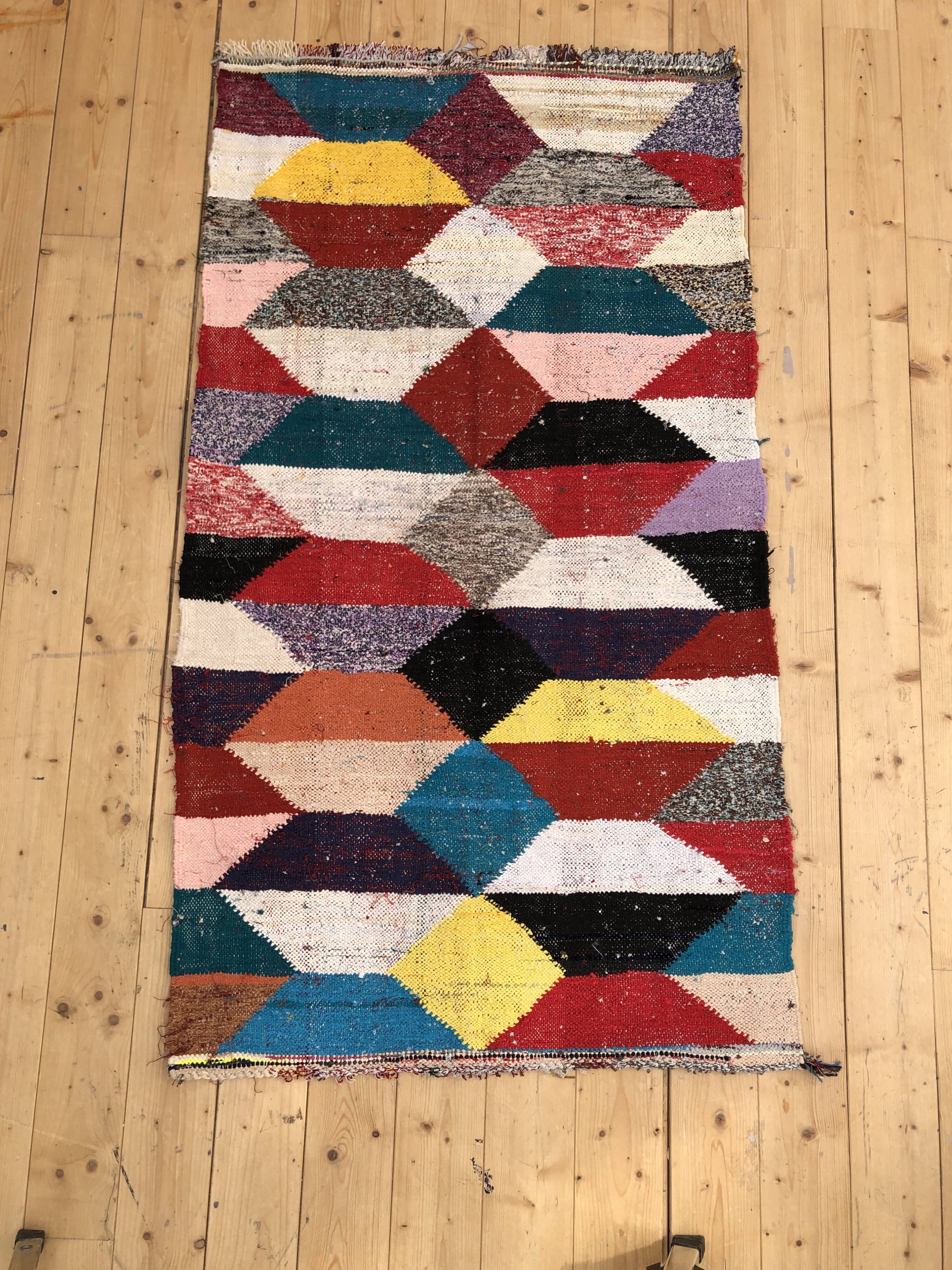 Moroccan Berber carpet Kilim Boucherouite 171x96cm