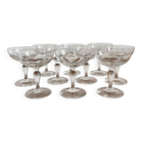 10 coupes à champagne anciennes en verre soufflé 19eme