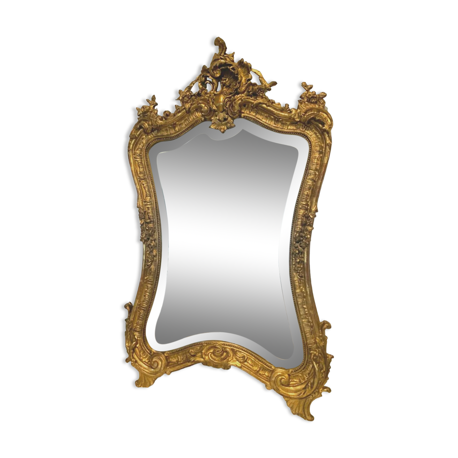 Mirror rocaille style Louis XV in wood and gilded stucco XX century
