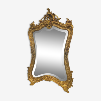 Mirror rocaille style Louis XV in wood and gilded stucco XX century