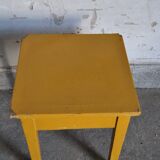 Farm stool painted in yellow ochre made of solid pine - 1940s