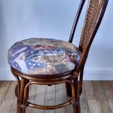 Set of 4 rattan / bamboo chairs and canning with cushions 50-60s