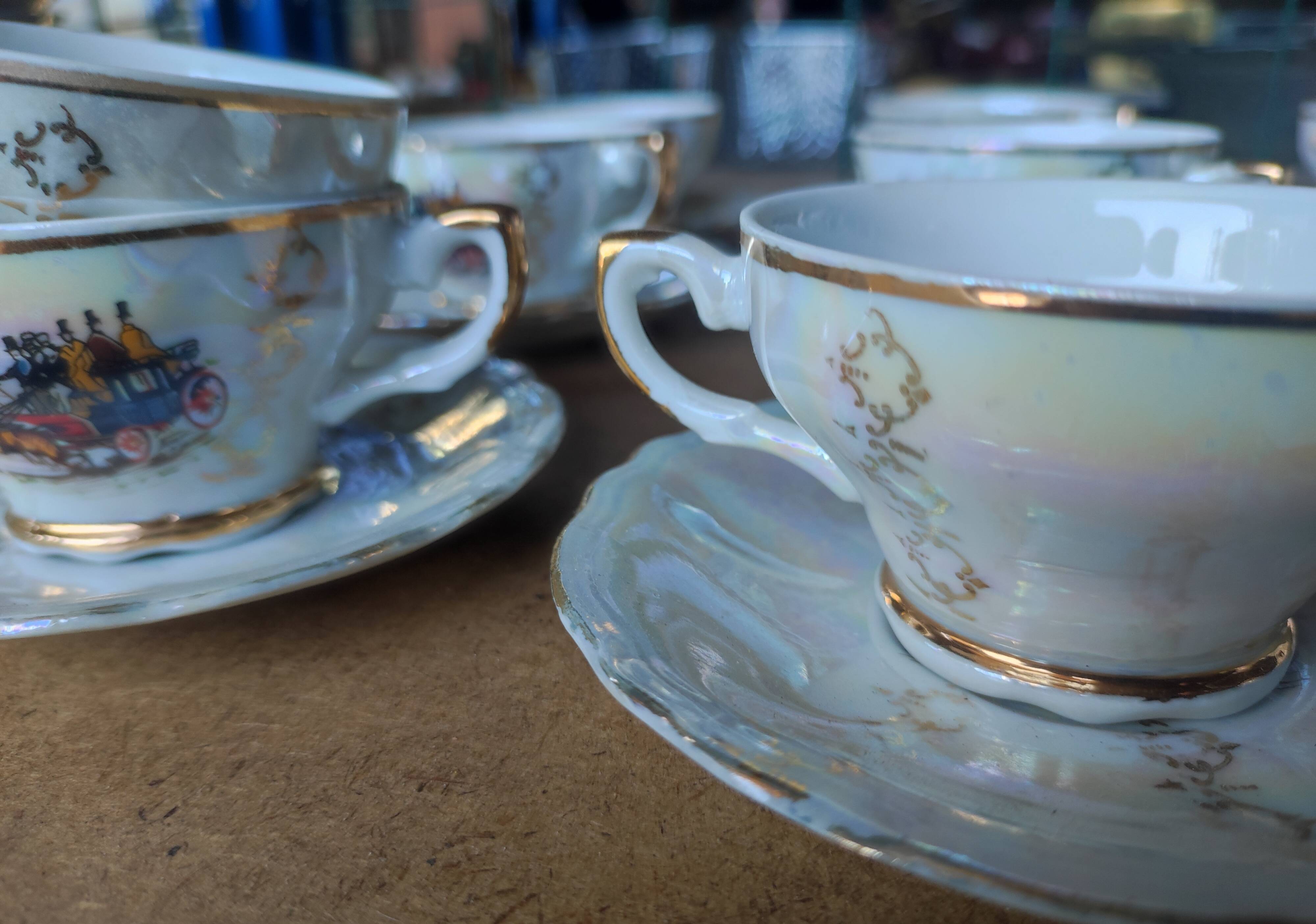 Tea set or pearly white coffee