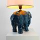 Hollywood Regency blue elephant ceramic table lamp, Belgium 1970s